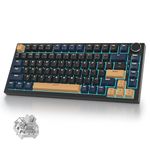 iRoboosta 400PRO 75% Wireless Mechanical Keyboard with Knob, Gasket Hot Swappable RGB Gaming Keyboard, Bluetooth/2.4GHz/USB-C Custom Keyboard with Pre-lubed Cream Grey Pro Switch (82 Black Blue-B)