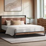 Oikiture King Size Bed Frame with MDF Board and Metal Tube Bed Base Home Bedroom Furniture