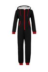 WOTOGOLD Men And Women Adult Pajamas Sportswear Hooded Unisex Jumpsuit Black Red Zipper