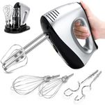 Hand Mixer Electric, Lychee 5 Speed 600W Ultra Power Handheld Mixer with Touch Button, Turbo, Storage Case, 6 Stainless Steel Accessories, Kitchen Aid Mixer for Cake Cookie Egg Cream Dough (Silver)