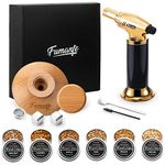 FUMANTE Cocktail Smoker Kit with Torch, 6 Flavors Wooden Chips, 2 Ice Cubes, Brush & Spoon, Old Fashioned Cocktail Kit, Old Whiskey Smoker Drink Smoker Infuser Kit (No Butan)