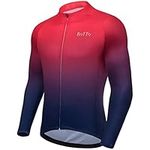 ROTTO Cycling Jersey Mens Bike Shirt Long Sleeve Cycle Top with Pockets Gradient Color Series