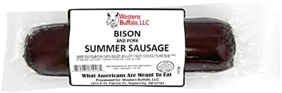 Bison and Pork Summer Sausage 10 Ounce – USA Raised Bison Meat Snack for Charcuterie, Ready to Eat – Low Carb Snack, Keto Friendly, Sugar-Free Snacks
