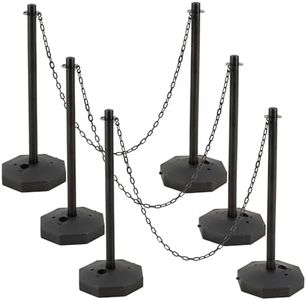 Outspurge 6 Pack Traffic Delineator Post Cones, Plastic Stanchion Post Set with Fillable Base and 5.4 Ft Chains, Traffic Control Warning Parking Lot for Parking Lot Construction, garages (Black)