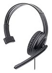 Manhattan Mono Over-Ear Headset (USB), Microphone Boom (padded), Retail Box Packaging, Adjustable Headband, In-Line Volume Control, Ear Cushion, USB-A for both sound and mic use, cable 1.5m