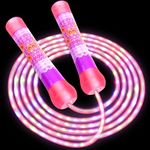 Glowing Skipping Rope, LEDs Jump Rope for Kids Men Women Jumping Fitness- Adjustable Size & Colorful Lights,Glow in The Dark Party Supplier| Tangle- Free Jumping Rope- Pink