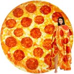 Zulay Pepperoni Pizza Blanket - Novelty Big Pizza Blanket Adult and Kids - Premium Soft Flannel Round Pepperoni Blanket for Indoors, Outdoors, Travel, Home and More, 285 GSM - 36 Inches