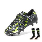 DREAM PAIRS Boys Girls Soccer Cleats Youth Kid Football Shoes,Size 4 Big Kid,Black/NEON Green,SDSO2307K-ACC-1