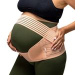 BABYGO® 4 in 1 Pregnancy Support Belt Maternity & Postpartum Band - Relieve Back, Pelvic, Hip Pain, SPD & PGP >> inc 40 Page Pregnancy Book for Birth Preparation, Labour & Recovery L Nude