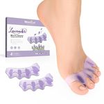 Welnove Toe Separators Spacers for Women - 4 Pack Toe Spacers with Lavender Extract - Toe Straightener for Women Men - Bunion Corrector Toe Stretcher for Hammertoe Yoga Practice - Lavender