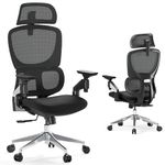 LarkLeaves 4D-Armrest Office Chair, High Back Gaming Chair with Lumbar Support, Desk Chair Comfy, Ergonomic Office Chair with Mesh Backrest, Computer Chair for Office & Home Use, Study, Black