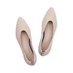 Frank Mully Womens Pointed Toe Flats Knit Dress Shoes Comfort Women Shoes Slip On Shoes for Woman Classic Softable Shoes Low Wedge, Ecru Solid, 8