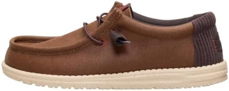 HEYDUDE Wally Waxed Casual Brown Size 9, Men’s Shoes, Slip-on Loafers, Comfortable & Light-Weight