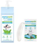 Mamaearth Milky Soft Shampoo With Oats, Milk And Calendula For Babies 400 Ml & Moisturizing Baby Bathing Soap Bar, Ph 5.5, With Goat Milk & Oatmeal. Pack Of 2, 75Gms Each