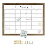 Umtiti Monthly Calendar Dry Erase White board(33 x 43 cm),Rustic Brown Wood Frame, Magnetic Whiteboard for Planning/Schedule/ School Timetable/Memo, Hanging Board for Office, School and Home(QZ-3343B,CA)