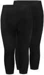 Yours for Good Curve 2-Pack Plus Size Cotton Soft Stretch Cropped High Waisted Leggings - Women's Yoga Workout Gym Black 24