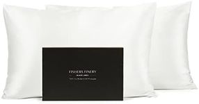 Fishers Finery 30mm 100% Pure Mulberry Silk Pillowcase 2 Pack, Good Housekeeping Quality Tested (White, Queen, 2 Pack)