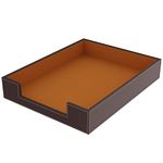 NIFIVE Leather Letter Tray, Luxury Desk Organizer for Office Supplies, File, Paper, Mail, Magazine, Perfect Letter Holder & Paper Organizer, Office Organization & Decor for Desktop (Brown-1Tiers)