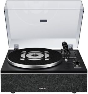 Qlearsoul ONE-S Vinyl Record Player with Bluetooth Input/Output, All-in-One Vintage Turntable Built in Speakers, Phono Preamp & DSP, AT-3600L Cartridge, 33/45 RPM (Black)
