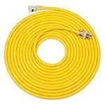 DEWENWILS 25 FT 12/3 Gauge Indoor/Outdoor Extension Cord with Lock, SJTW 15 Amp Yellow Outer Jacket Contractor Grade Heavy Duty Anti-Shedding Power Cable with LED Lighted Plug, ETL Listed