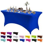 Stretchable Tablecloths,Royal Blue Spandex Fitted Tablecover 6ft Washable Stretch Spandex Table Cover Fitted for Rectangle Table,Universal Elastic Spandex TableCover for Wedding Banquet Holiday Party