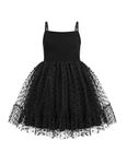 Arshiner Little Girl Dresses Tutu for Toddler Girls Flower Girl Dresses for Wedding Black Dot Tulle Size 6-7 Years