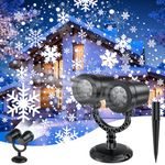 Christmas Projector Lights Outdoor - 2024 Upgraded Double Head Brighter Waterproof LED Snowflake Christmas Light Projector for Outdoor & Indoor Parties, Garden, Patio, and Christmas Decorations