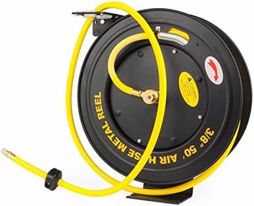 XtremepowerUS Auto-Rewind Retractable 50-Ft x 3/8-Inch Air Hose Reel with Rubber Hose