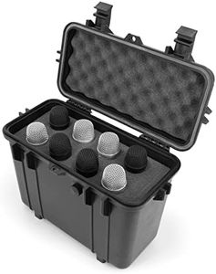 CASEMATIX Microphone Hard Case for 8 Mics Compatible with Sennheiser, Shure, Audio-Technica Microphones and Other Wireless Mic System Transmitter Receiver Microphones - Case Only