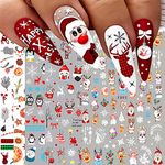 10 Sheets Christmas Nail Art Stickers Decals Self-Adhesive Gingerbread Man Moose Star Nail Supplies Nail Art Design Decoration Accessories