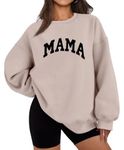 INFITTY Oversized Sweater Women Nanny Long Sleeve Sweatshirt Solid Color O Neck Loose Tops Coffee Gray L