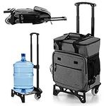 COSTWAY 50-Can Collapsible Rolling Cooler, 3-in-1 40L Portable Insulated Cool Bag with All Terrain Cart, Adjustable Handle & Wheels, Leakproof Cooler Trolley for Picnic Camping Outdoor (Grey)