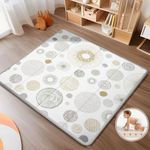 Foldable Baby Play Mat, PIGLOG Waterproof Playmats for Babies and Toddlers Kids, Safe Foam Playmat for Tummy Time, 50x50 Playpen Mat, Reversible Portable Baby Floor Mat for Infant, Toddler, Circle