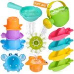Baby Bath Toys for 1 2 3 4 Year Olds Toddler Kids - 10PCS Mould Free Water Play Swimming Pool Toys No Mould Watering Can Bath Boats Bath Cups Bath Jug Water Wheel for Children Boys Girls