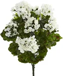Nearly Natural Geranium Artificial Bush, UV Resistant, Set of 3 (Indoor/Outdoor)