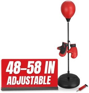 Adjustable Boxing Reflex Bag with Stand – 48"-58" Standing Punching Bag Kit with Gloves & Pump, Beginner Boxing Equipment for Training Coordination and Reaction Speed | Sport Gift for Home Workouts