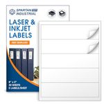 Spartan Industrial Printable Laser and Inkjet Labels - 8" X 2" White Water Bottle Labels - 30 Sheets, 150 Total Labels for Custom Bottles, Product Labels, and More