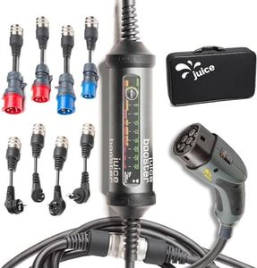 Juice Booster 2 Europe Set, Mobile Wallbox 22kW sans Installation, Borne de Recharge Vehicule Electrique avec Cable de Recharge Type 2, Chargeur EV avec 4 Adaptateurs CEE + 4 Adaptateurs UE