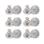 12 Sets Button Pins for Jeans, No Sew Jean Buttons Replacement,Removable Adjustable Instant Extender or Reduce Any Pants Waist (Silver)