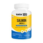 TATA 1mg Salmon Omega 3 Fish Oil 1000mg, Fish Oil Capsule with Omega-3 (1000mg), EPA (180mg) & DHA (120mg) for Brain, Heart, Joints Health (Pack Of 90 Capsules)