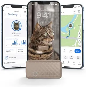 Tractive GPS Tracker & Health Monitoring for Cats (6.5 lbs+) - Market Leading Pet GPS Location Tracker | Wellness & Escape Alerts | Waterproof | Works with Any Collar (Brown)