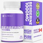 New Berberine MAXIMUM POTENCY 1000mg per Serving (2 capsules 500mg each) Supports Blood Sugar Levels, Healthy Lipid (Fat) and Glucose Metabolism. Non-GMO, Vegan, Gluten Free, 90 Easy to Swallow Capsules- 1 pack
