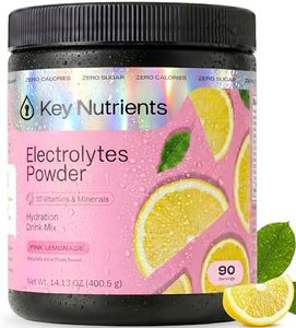 KEY NUTRIENTS Multivitamin Electrolytes Powder No Sugar - Fresh Pink Lemonade Electrolyte Powder - Endurance & Energy Supplement - Hydration Powder - No Calories - 90 Servings - Made in USA