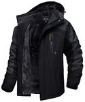 TACVASEN Men's Ski Jacket Windproof Fleece Liner Jacket Winter Snow Hooded Coat, Grey Black, L