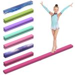Erreyht Leather Balance Beam, Flannel Pink Gymnastics bar 2.1m/220 lbs Faux Suede, Folding Gymnastics Equipment for Birthday Gym Home Training Exercise Sports