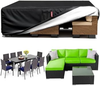 LXKCKJ Waterproof Outdoor Patio Furniture Cover UV and Dustproof Sofa Cover with Vents, Handles and Buckles (Black, 128"L x 84"W x 32"H)