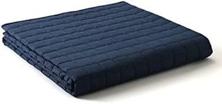 YnM Weighted Blanket — Heavy 100% Oeko-Tex Certified Cotton Material with Premium Glass Beads (Navy, 48''x72'' 12lbs), Suit for One Person(~110lb) Use on Twin/Full Bed …