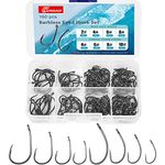 Luroad 160pcs Barbless Carp Coarse Eyed Fishing Hook, Teflon Coated Curved Shank and Wide Gape Size 2, 4, 6, 8, 10, Comes in a Multiple Section Tackle Storage Box