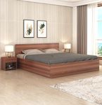 Curious Lifestyle Engineered Wood Queen Bed with Box Storage | Box Bed Queen Size with Storage, Walnut Finish (60 x 78 inch)