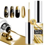 U-Shinein Metallic Painting Gel, Nail Art 3D Mirror Effect Gel Nail Polish, Painted Drawing Gel, Build in Thin Brush Soak Off Gel for Salon Home DIY Manicure, Gold